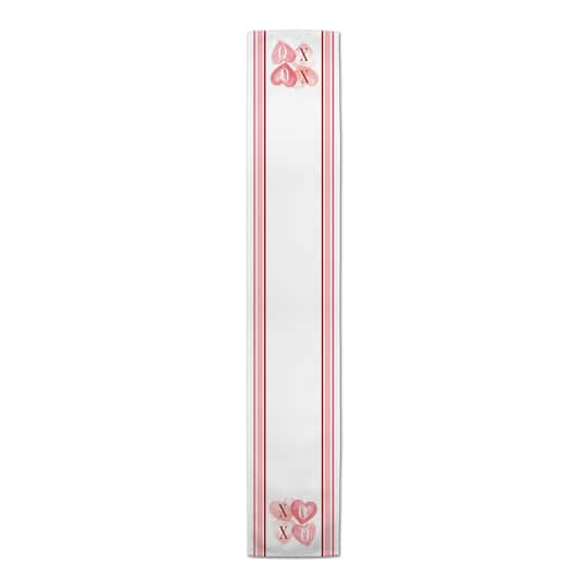 90" Poly Twill XOXO Hearts & Stripes Table Runner